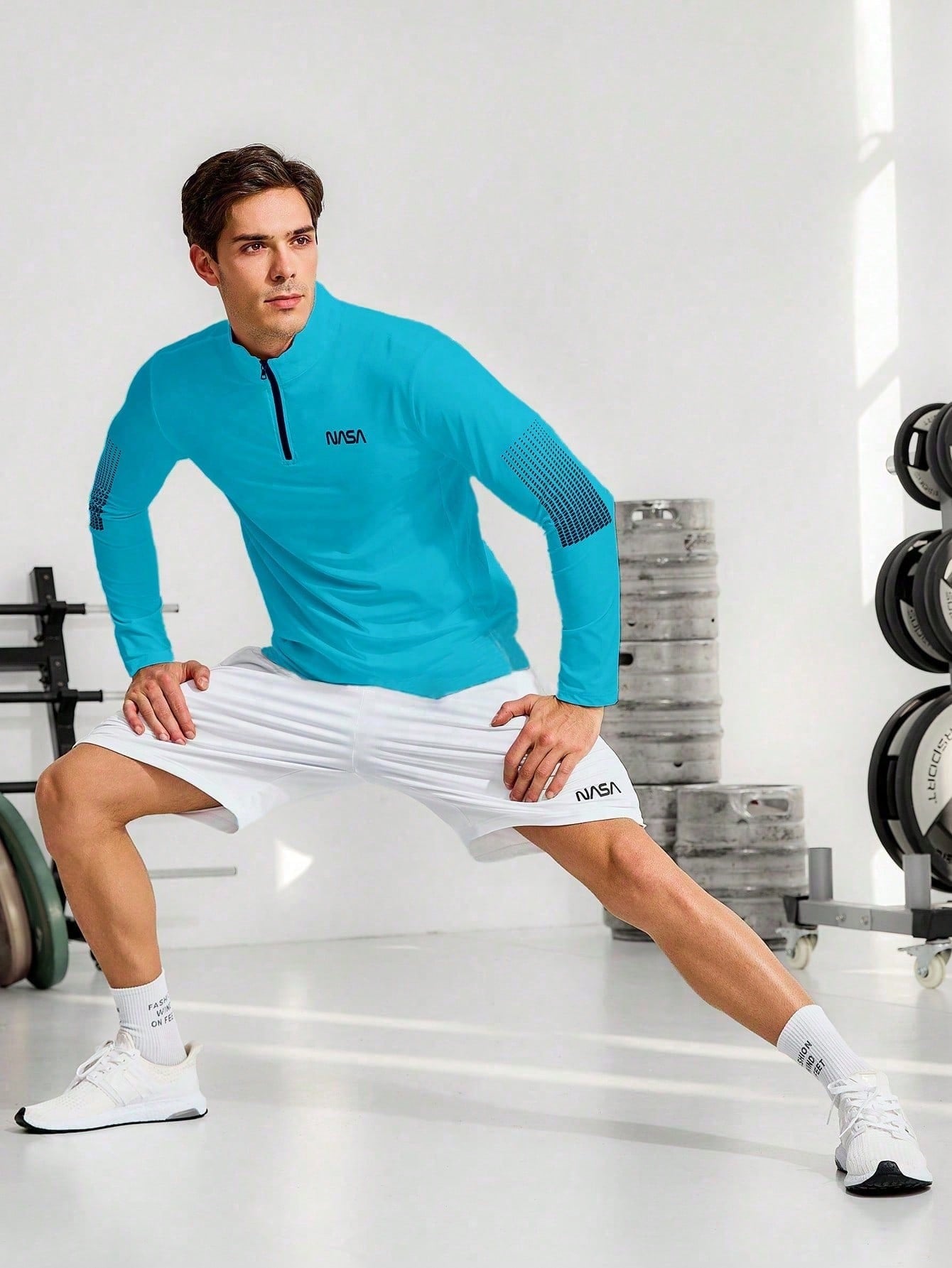 Manfinity Sport Corelite Manfinity Fitness Men Letter Graphic Quarter Zip Sports Jacket Workout Tops Back to School Pride Jersey Men Joggers Jersey Men Workout Tops Fall Breathable Sports Jacket