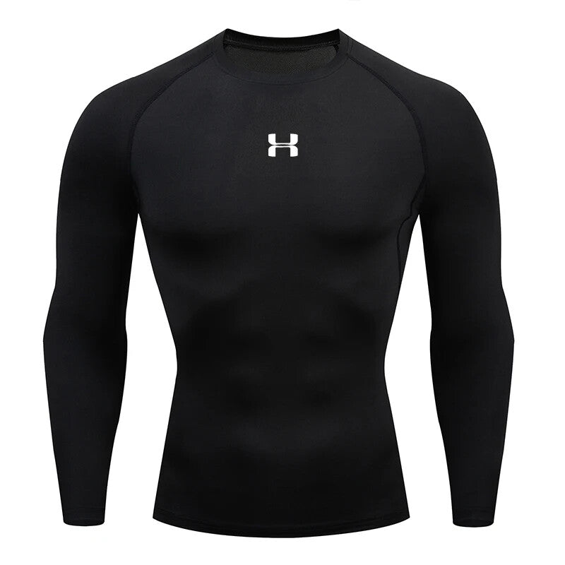 Men Running Compression T-Shirt Long Sleeves Sport Tees Gym Fitness