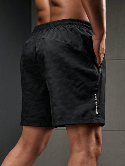 Manfinity Sport Corelite Men'S Front Tie Pocket Simple Sports Shorts, Casual Everyday Wear Breathable Lightweight Cool Reflective Running Muscle Slim Fit for Training Running Shorts