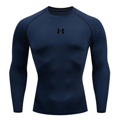 Men Running Compression T-Shirt Long Sleeves Sport Tees Gym Fitness