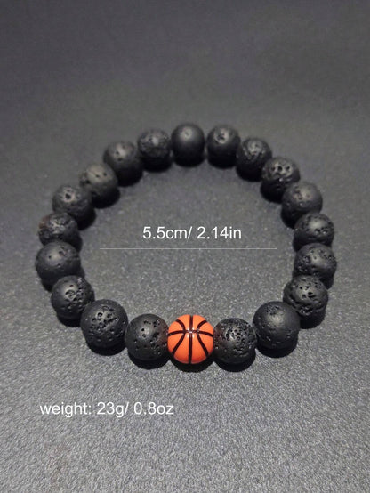 1Pc Basketball Baseball Beaded Bracelet Men'S Bracelet Handmade Couple Fitness Sports Bracelet