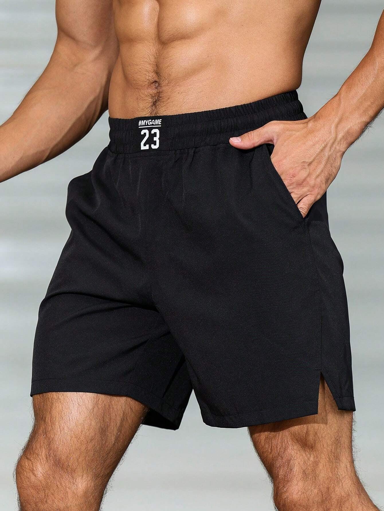 Manfinity Sport Corelite Boyfriend Style Men'S Letter Print Casual Athletic Shorts for Summer