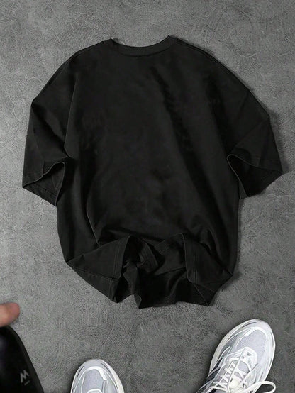 Manfinity Sport Corelite Men'S Botanical Print round Neck Short Sleeve Sports T-Shirt for Summer Workout Clothes Running Tees & Tanks, Black T-Shirt, Spider T-Shirt