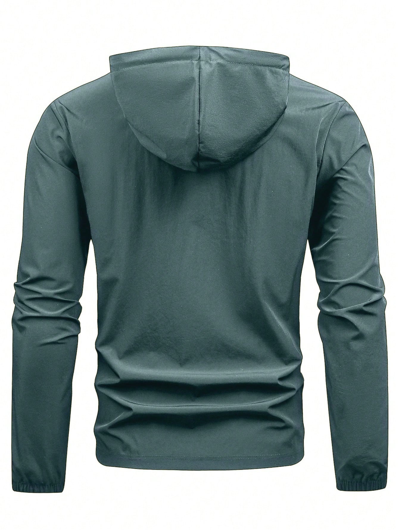 Manfinity Running Men'S Letter Print Drawstring Hooded Sports Jacket Workout Tops Fall Breathable