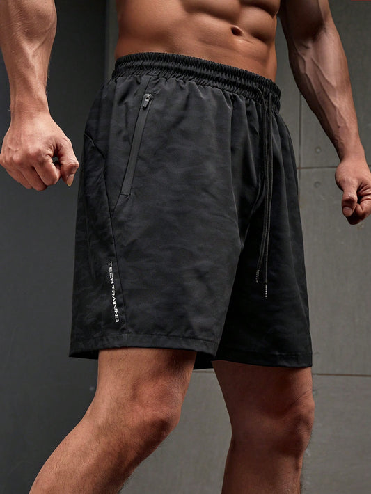 Manfinity Sport Corelite Men'S Front Tie Pocket Simple Sports Shorts, Casual Everyday Wear Breathable Lightweight Cool Reflective Running Muscle Slim Fit for Training Running Shorts