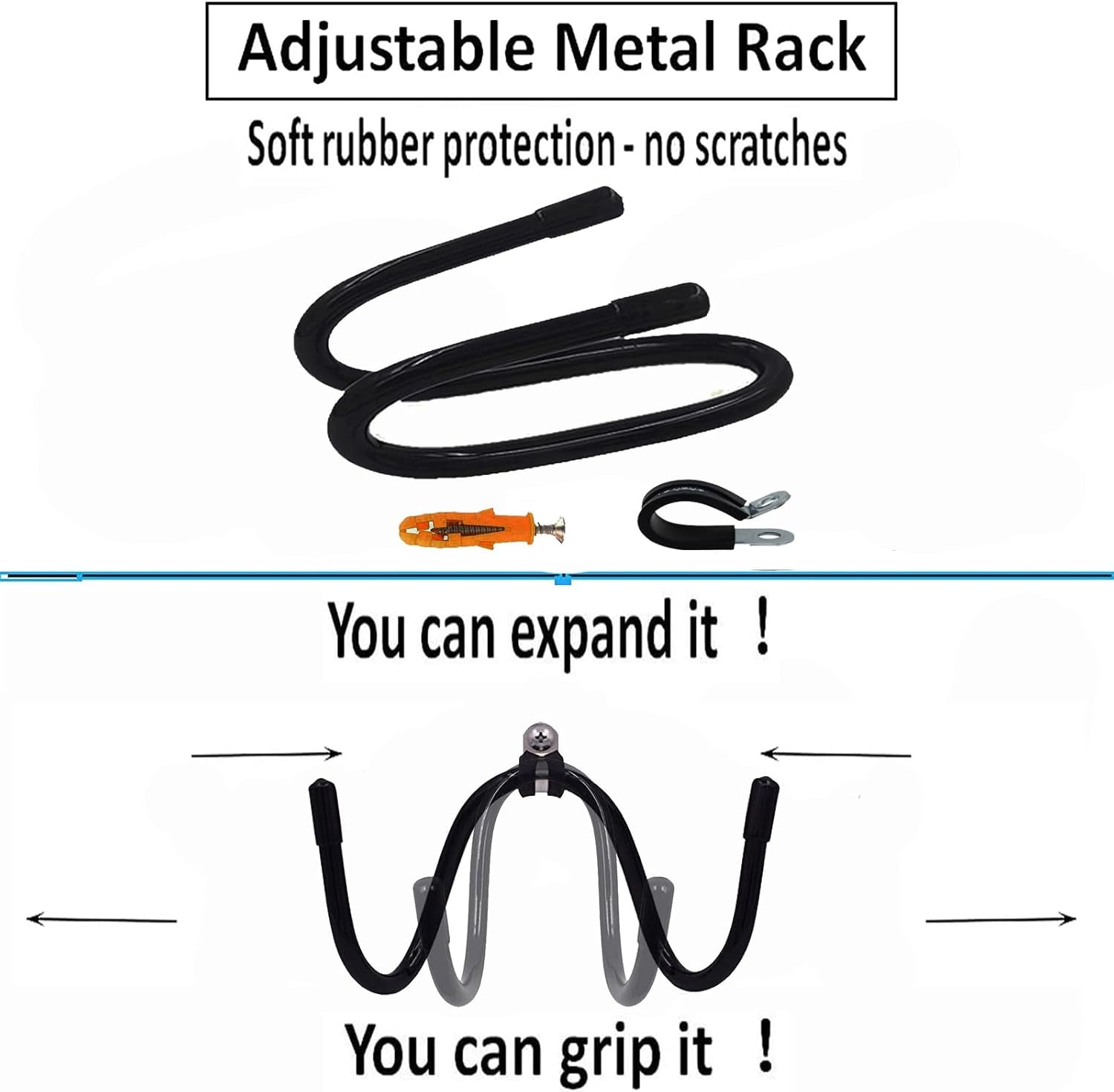 Upgraded Large Yoga Mat Holder Wall Mount, Metal Storage Rack for Yoga Mat/Wheels, Foam Roller Etcs, Wall Rack Organizer Hooks for Hanging Stretching Strap & Resistance Bands, Yoga Room/Home Gym Decor