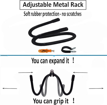 Upgraded Large Yoga Mat Holder Wall Mount, Metal Storage Rack for Yoga Mat/Wheels, Foam Roller Etcs, Wall Rack Organizer Hooks for Hanging Stretching Strap & Resistance Bands, Yoga Room/Home Gym Decor