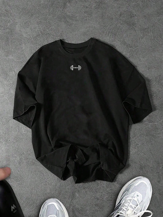 Manfinity Sport Corelite Men'S Graphic Print Loose Fit round Neck Summer Sports T-Shirt Workout Clothes Running Tees & Tanks Workout Tops Breathable