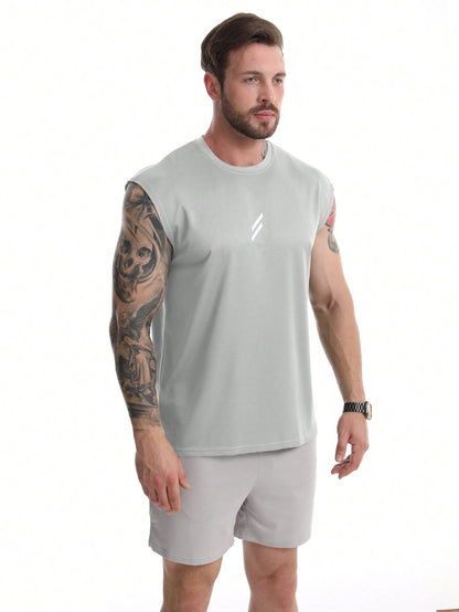 Boyfriend Style Men'S Sports Sleeveless Tank Top, Suitable for Outdoor Running and Fitness, Quick-Drying Workout Tank Top with Basic Print