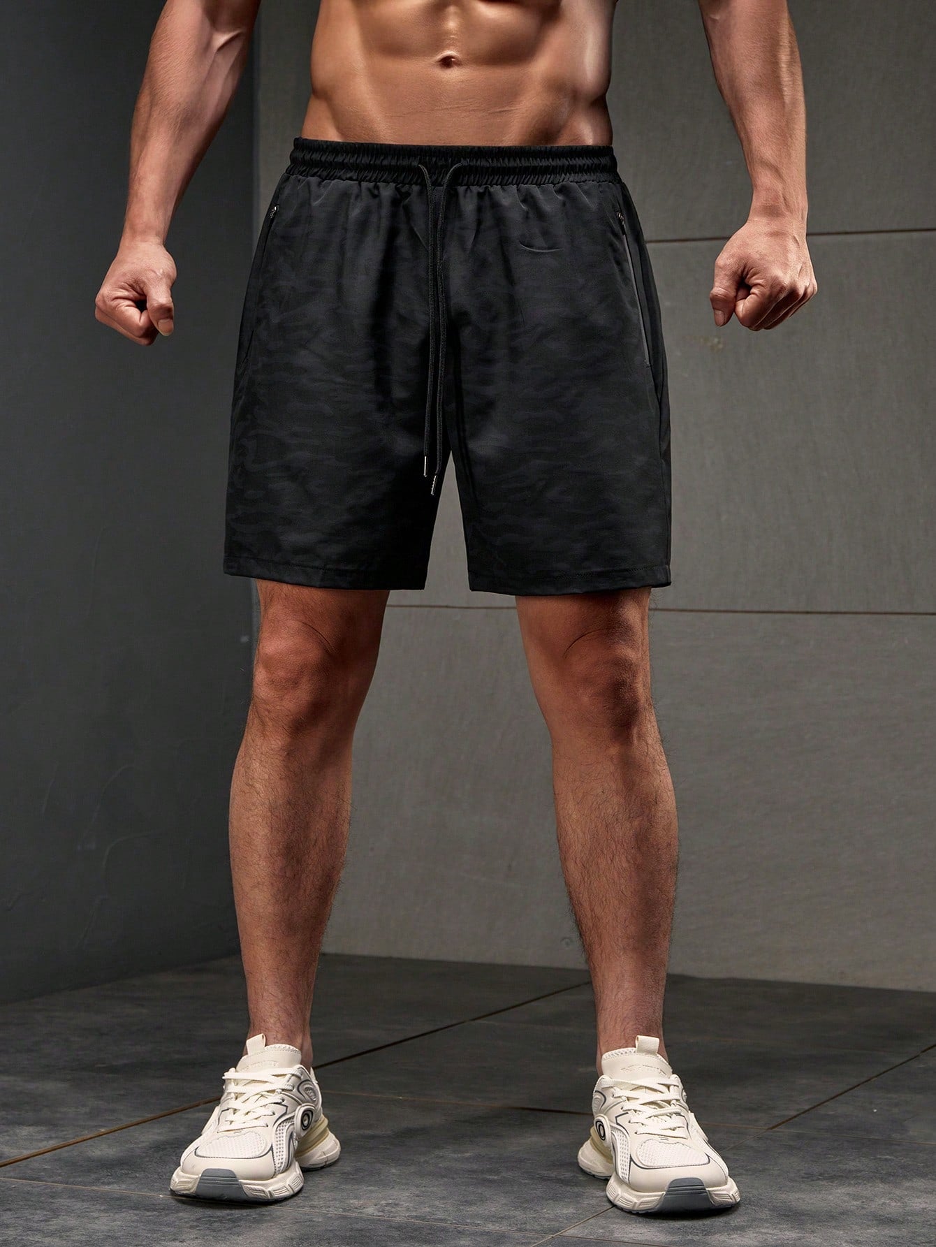 Manfinity Sport Corelite Men'S Front Tie Pocket Simple Sports Shorts, Casual Everyday Wear Breathable Lightweight Cool Reflective Running Muscle Slim Fit for Training Running Shorts