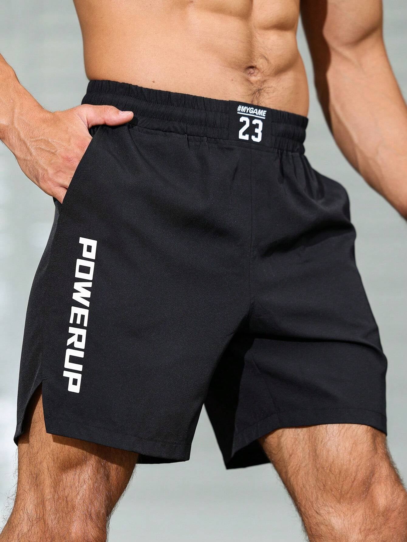 Manfinity Sport Corelite Boyfriend Style Men'S Letter Print Casual Athletic Shorts for Summer