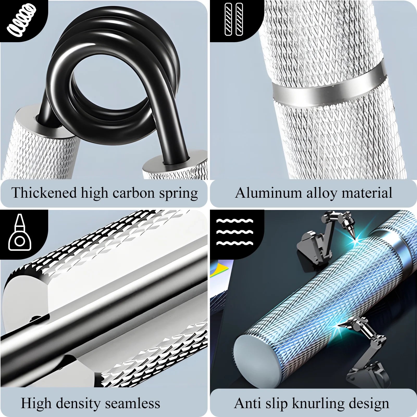 Grip Strength Trainer Set, 50LB-200LB Hand Gripper Strengthener 4 Pack, Metal No Slip Forearm Strengthener Exerciser with Grip Pads for Strength Training, Injury Recovery, Muscle Building