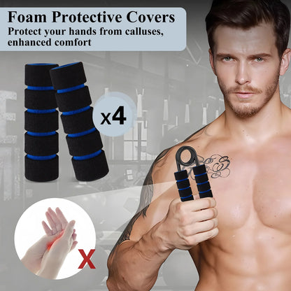 Grip Strength Trainer Set, 50LB-200LB Hand Gripper Strengthener 4 Pack, Metal No Slip Forearm Strengthener Exerciser with Grip Pads for Strength Training, Injury Recovery, Muscle Building