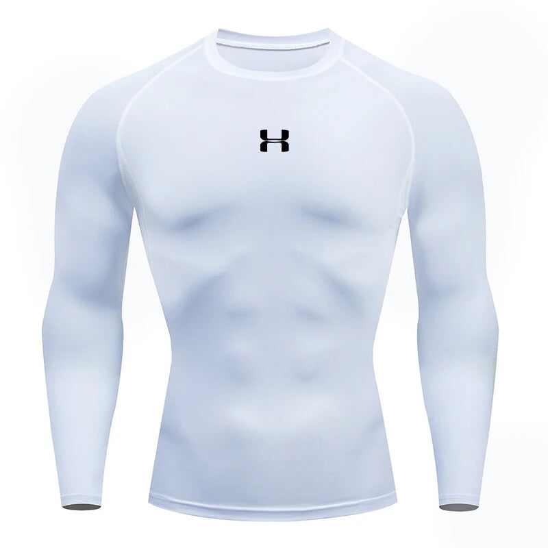 Men Running Compression T-Shirt Long Sleeves Sport Tees Gym Fitness
