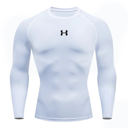 Men Running Compression T-Shirt Long Sleeves Sport Tees Gym Fitness