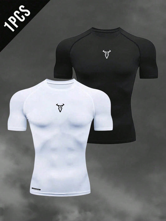 Manfinity Sport Corelite Men'S round Neck Raglan Sleeve Short Sleeve Summer Versatile Casual Sports Tank Top Gym Compression Shirt Workout Tops Gym Top Compression Shirt Breathable Fitted Shirt Crew Neck