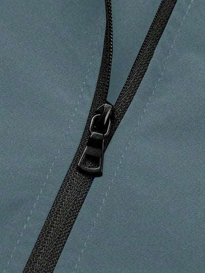 Manfinity Running Men'S Letter Print Drawstring Hooded Sports Jacket Workout Tops Fall Breathable