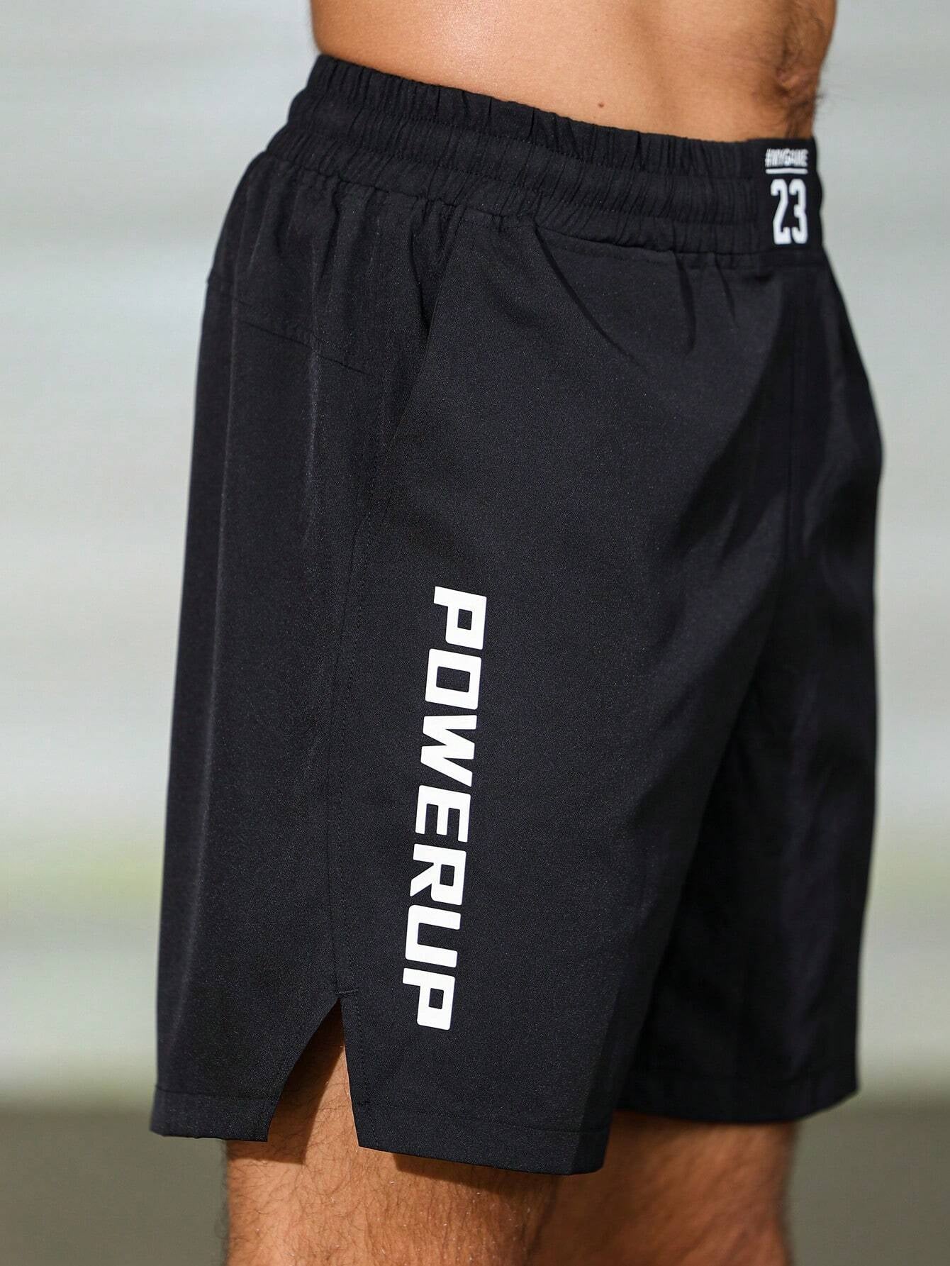 Manfinity Sport Corelite Boyfriend Style Men'S Letter Print Casual Athletic Shorts for Summer