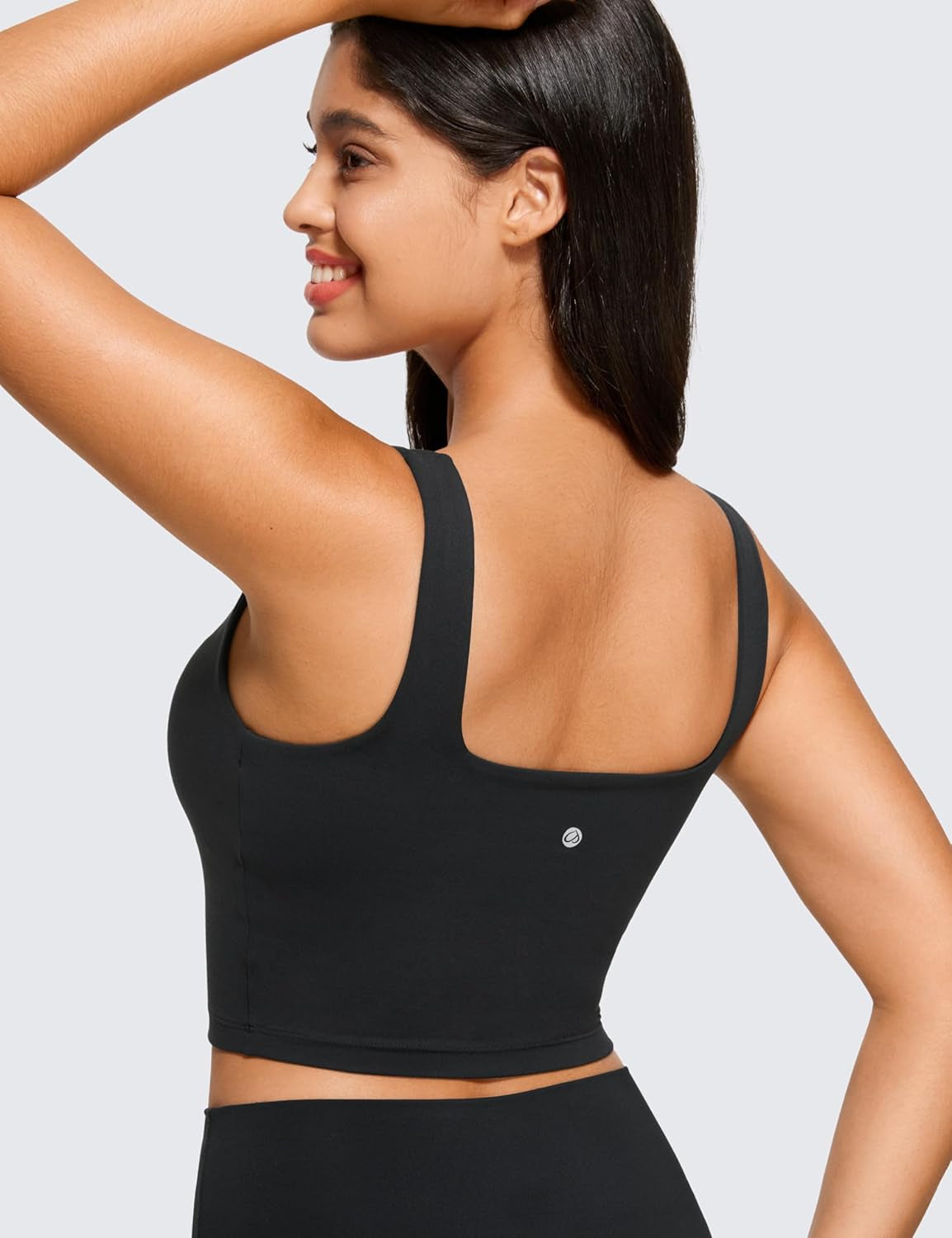 Butterluxe Square Neck Crop Tank Tops for Women - Workout Longline Sports Bras Padded Yoga Camisole