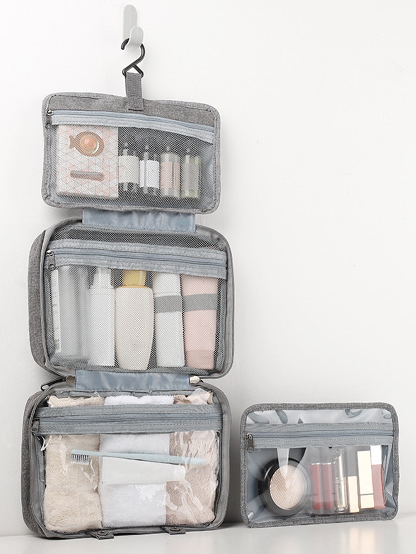 Large Hanging Hook Toiletry Bag Waterproof Folding Handbag Travel Makeup Cosmetic Razor Storage Bag for Women Makeup Bag School Supplies School Stuff for College Dorm for Student Cruise Essential Toiletry Bags Summer Travel Essentials for Beach Vacation Holiday School Supplies Dorm Essentials Back to School