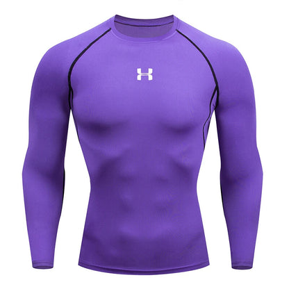Men Running Compression T-Shirt Long Sleeves Sport Tees Gym Fitness