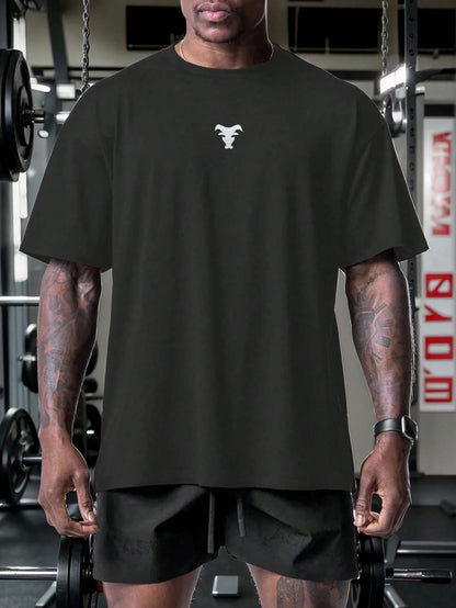 Vitafith New Bull Print Casual Sports Fitness American Style Men T-Shirt, Fashionable Sports & Fitness, Versatile Casual Daily Wear, Lightweight