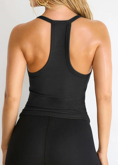 Workout Tops for Women Racerback Basic Tank Summer 2025 Camisole V Neck Slim Fit Ribbed Sleeveless
