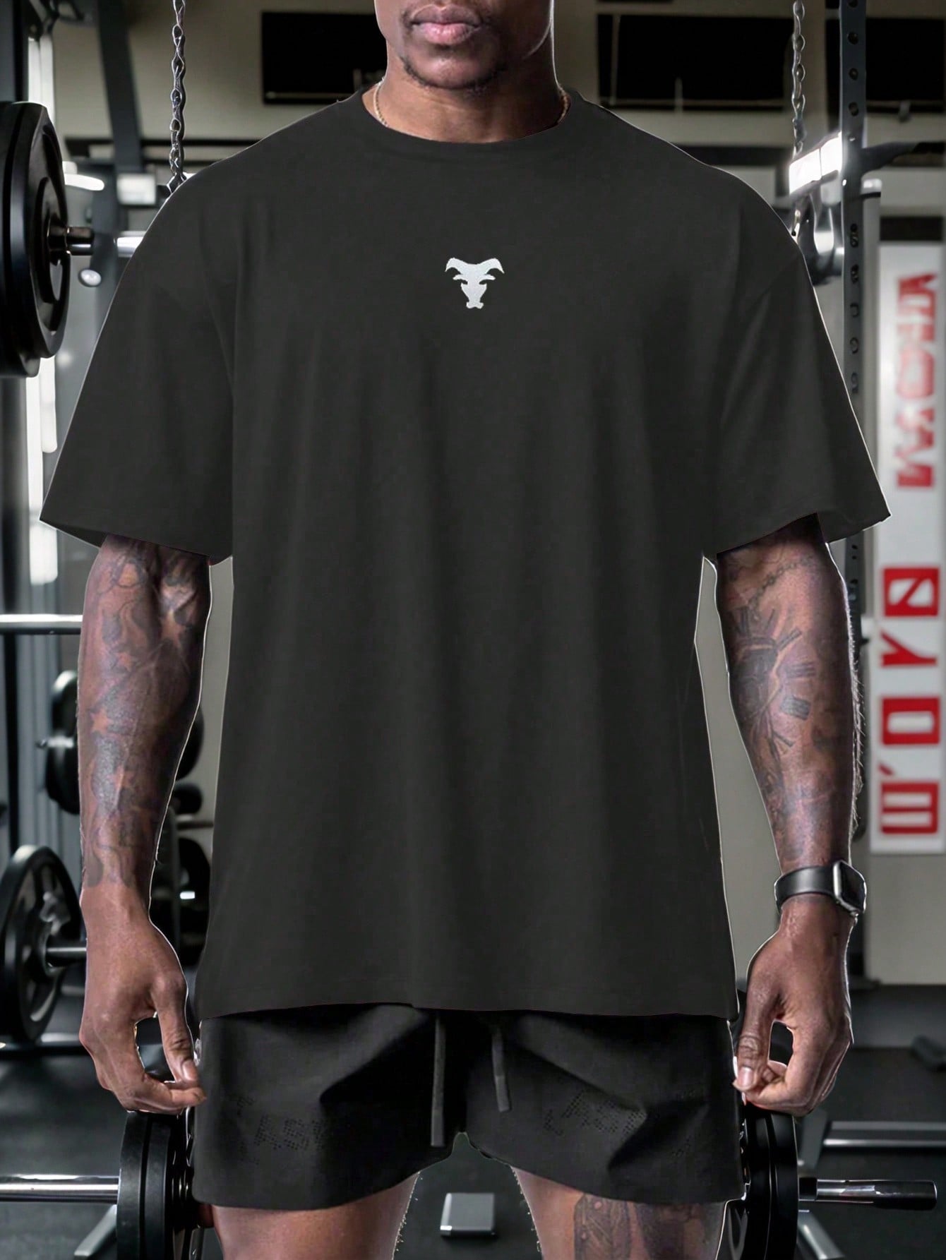 Vitafith New Bull Print Casual Sports Fitness American Style Men T-Shirt, Fashionable Sports & Fitness, Versatile Casual Daily Wear, Lightweight