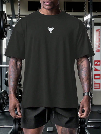 Vitafith New Bull Print Casual Sports Fitness American Style Men T-Shirt, Fashionable Sports & Fitness, Versatile Casual Daily Wear, Lightweight