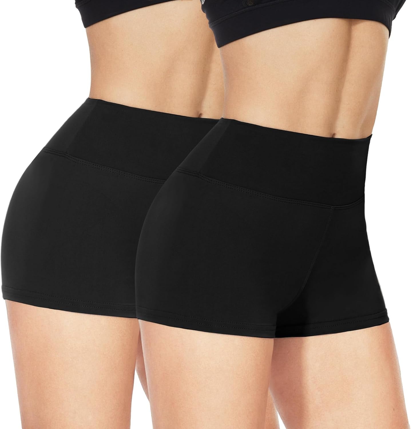 2 Pack Biker Shorts for Women - 3"/5"/8" Booty Volleyball High Waisted Black Spandex Shorts for Yoga Dance Workout