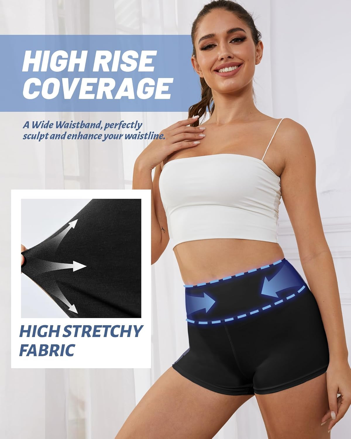 2 Pack Biker Shorts for Women - 3"/5"/8" Booty Volleyball High Waisted Black Spandex Shorts for Yoga Dance Workout