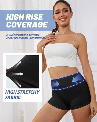 2 Pack Biker Shorts for Women - 3"/5"/8" Booty Volleyball High Waisted Black Spandex Shorts for Yoga Dance Workout