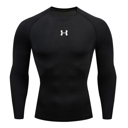 Men Running Compression T-Shirt Long Sleeves Sport Tees Gym Fitness