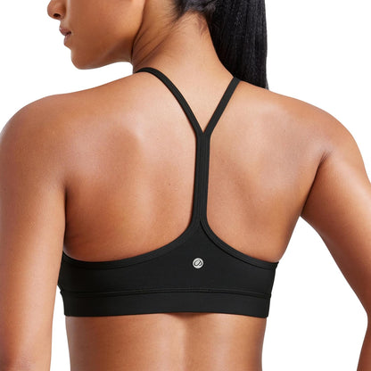 Butterluxe Y Back Sports Bras for Women - Padded Racerback Low Impact Spaghetti Thin Strap Workout Yoga Top