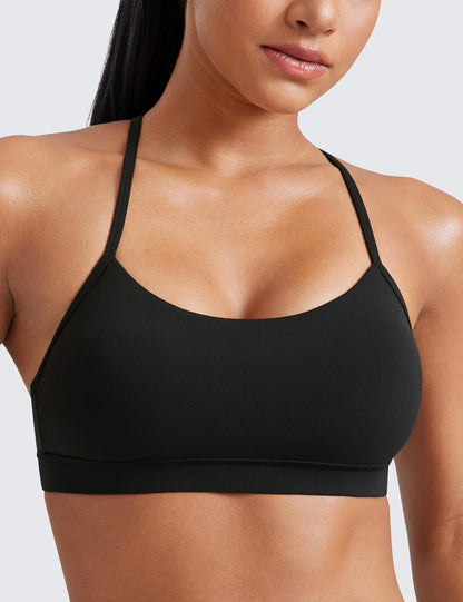 Butterluxe Y Back Sports Bras for Women - Padded Racerback Low Impact Spaghetti Thin Strap Workout Yoga Top