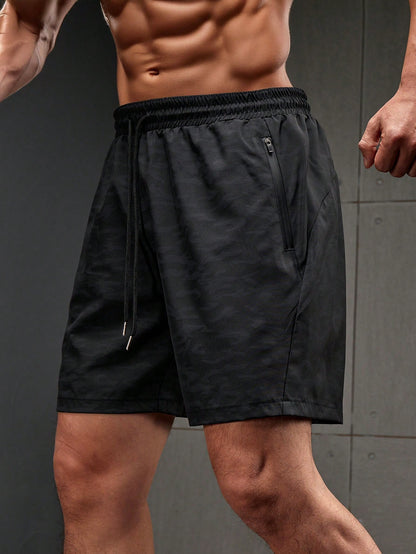 Manfinity Sport Corelite Men'S Front Tie Pocket Simple Sports Shorts, Casual Everyday Wear Breathable Lightweight Cool Reflective Running Muscle Slim Fit for Training Running Shorts