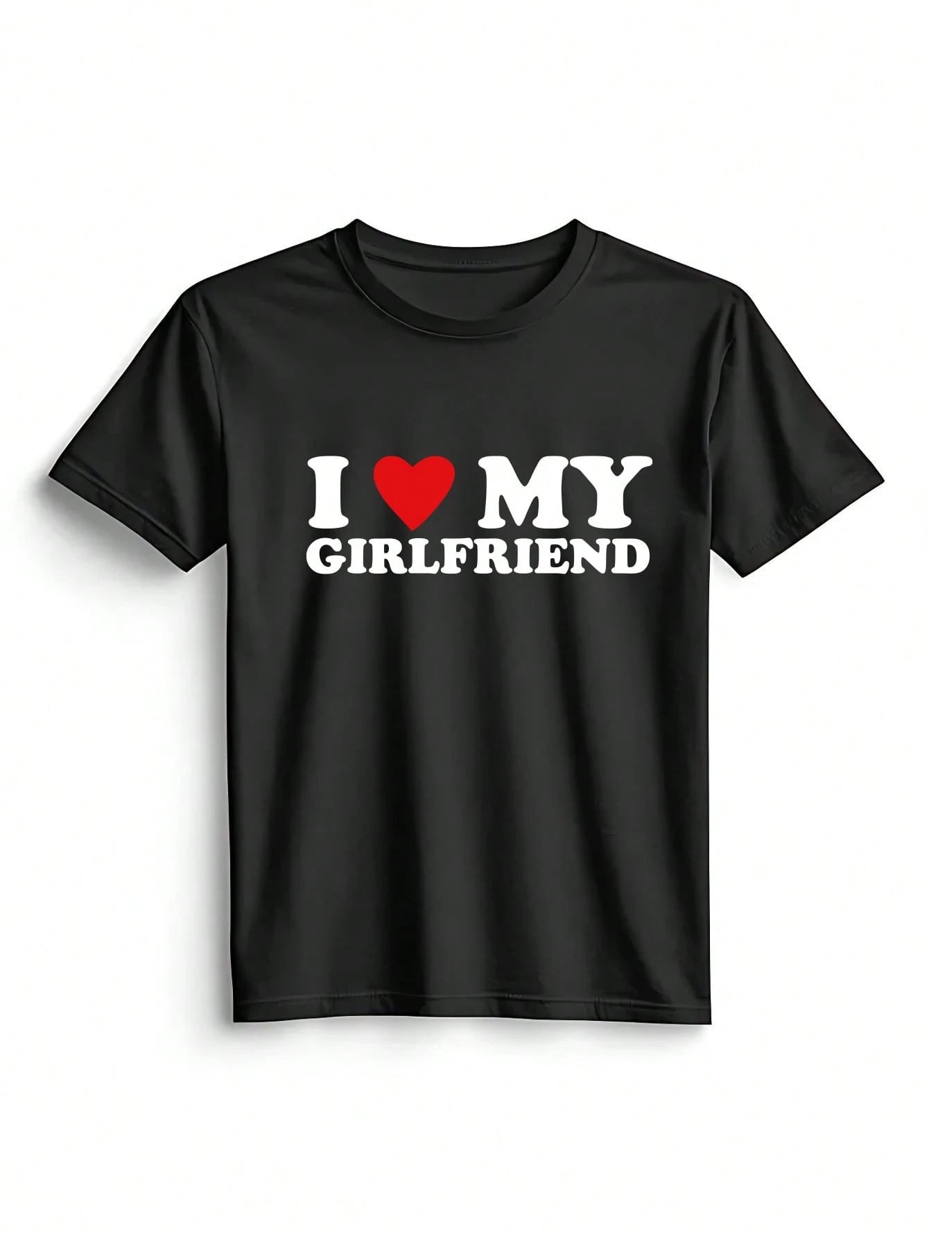 Men Summer Short Sleeve Casual T-Shirt with round Neck T-Shirt - Versatile & Comfortable,Heart & Slogan Valentine'S Day I Love My Wife I Love My Girlfriend Boyfriend Style Casual Wear for Spring/Fall Outdoor Sporty Clothes