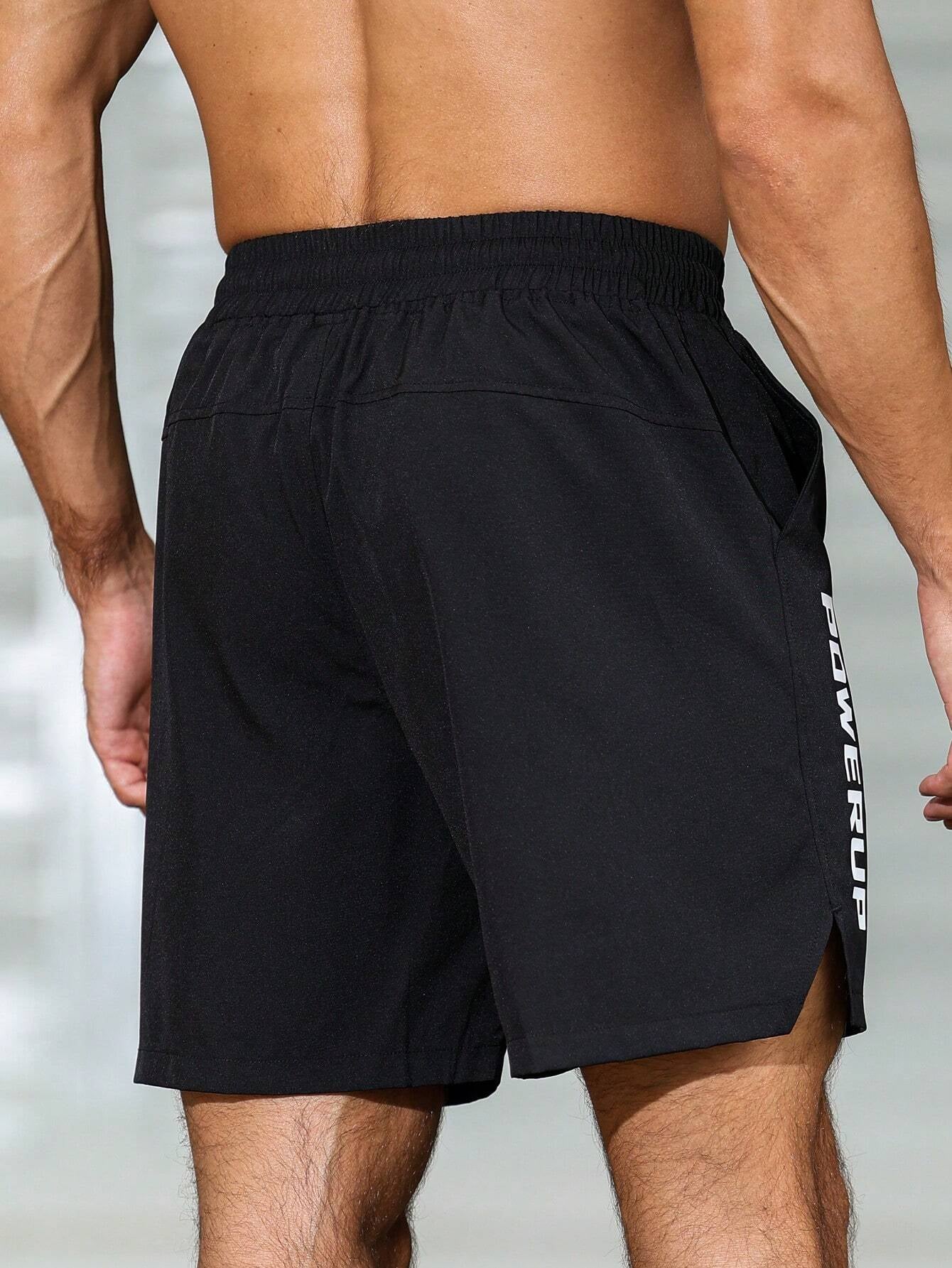 Manfinity Sport Corelite Boyfriend Style Men'S Letter Print Casual Athletic Shorts for Summer