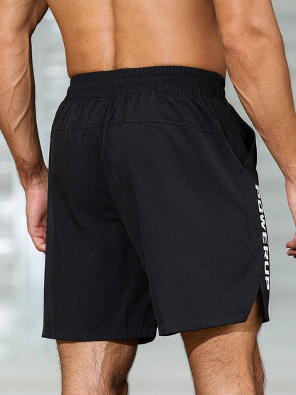 Manfinity Sport Corelite Boyfriend Style Men'S Letter Print Casual Athletic Shorts for Summer