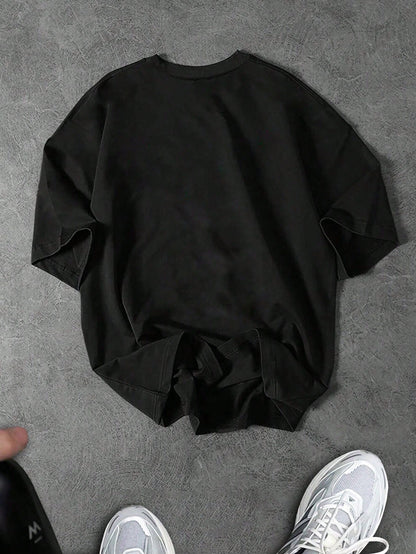 Manfinity Sport Corelite Men'S Graphic Print Loose Fit round Neck Summer Sports T-Shirt Workout Clothes Running Tees & Tanks Workout Tops Breathable