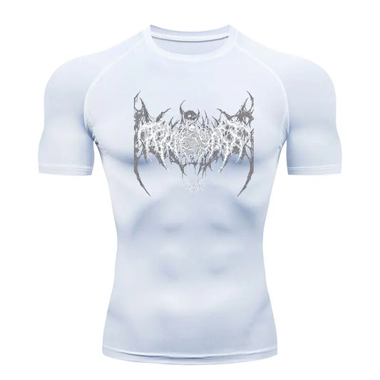 Y2K Compression Shirt Men Fitness Gym Skeleton Sport Running T-Shirt Rashgard Tops Tee Quick Dry Short Sleeve T-Shirt for Men