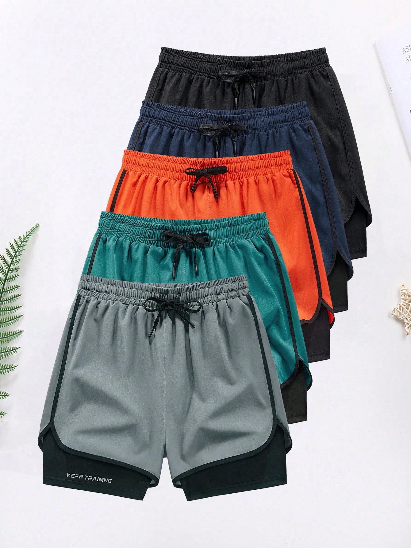 Summer Quick-Dry Running Shorts with Built-In Underwear, Boyfriend Style Men'S 3/4 Training Pants for Gym Fitness