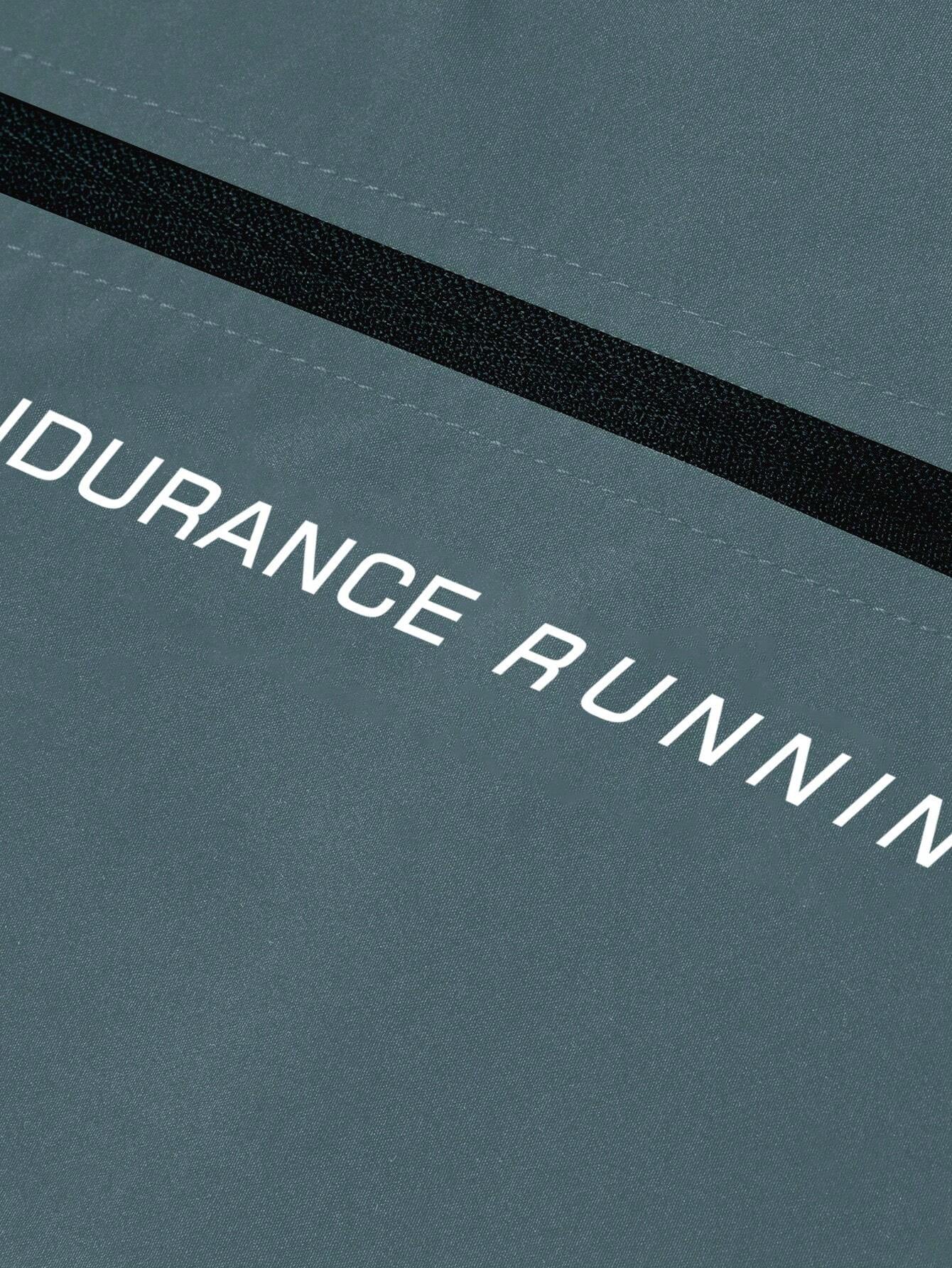 Manfinity Running Men'S Letter Print Drawstring Hooded Sports Jacket Workout Tops Fall Breathable