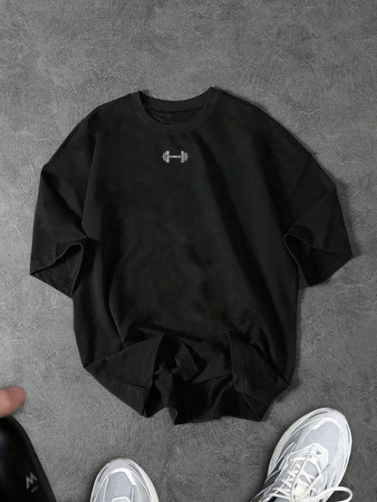 Manfinity Sport Corelite Men'S Graphic Print Loose Fit round Neck Summer Sports T-Shirt Workout Clothes Running Tees & Tanks Workout Tops Breathable