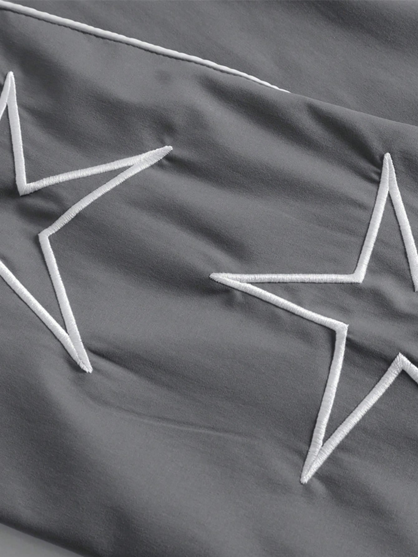 Men'S Star & Letter Print Straight Leg Loose Casual Pants, Versatile College Style, Suitable for All Seasons