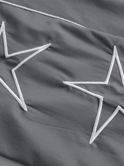 Men'S Star & Letter Print Straight Leg Loose Casual Pants, Versatile College Style, Suitable for All Seasons