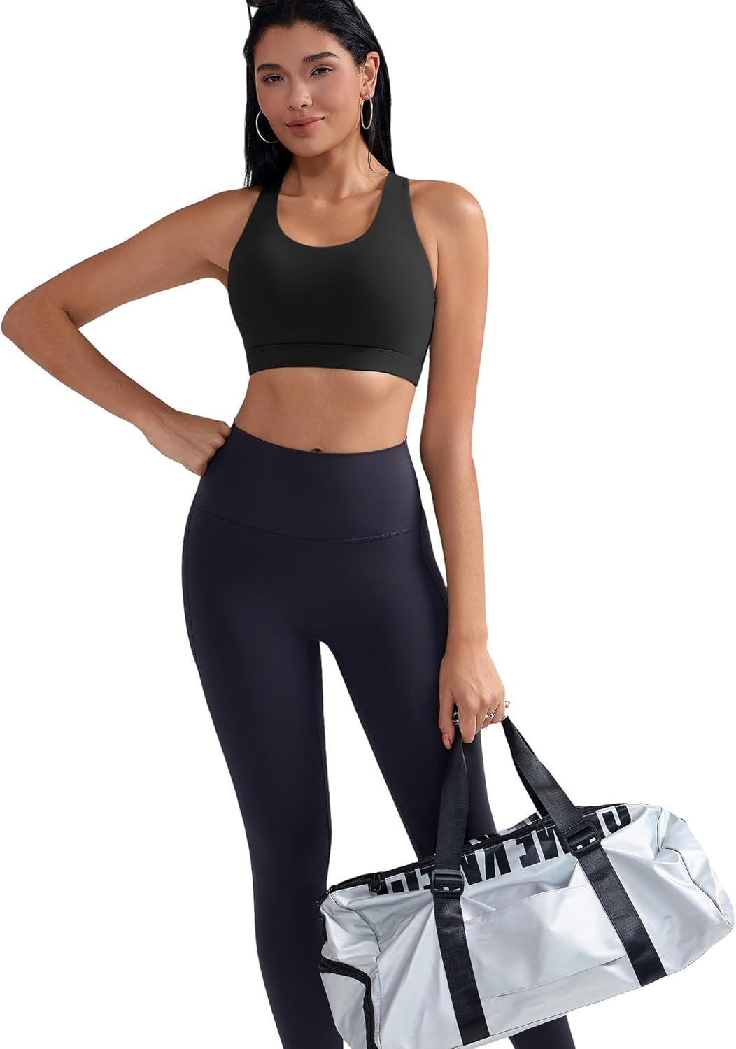 Sports Bra for Women, Criss-Cross Back Padded Strappy Sports Bras Medium Support Yoga Bra with Removable Cups