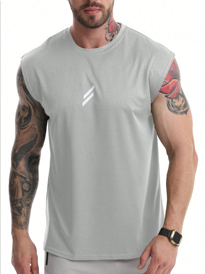 Boyfriend Style Men'S Sports Sleeveless Tank Top, Suitable for Outdoor Running and Fitness, Quick-Drying Workout Tank Top with Basic Print