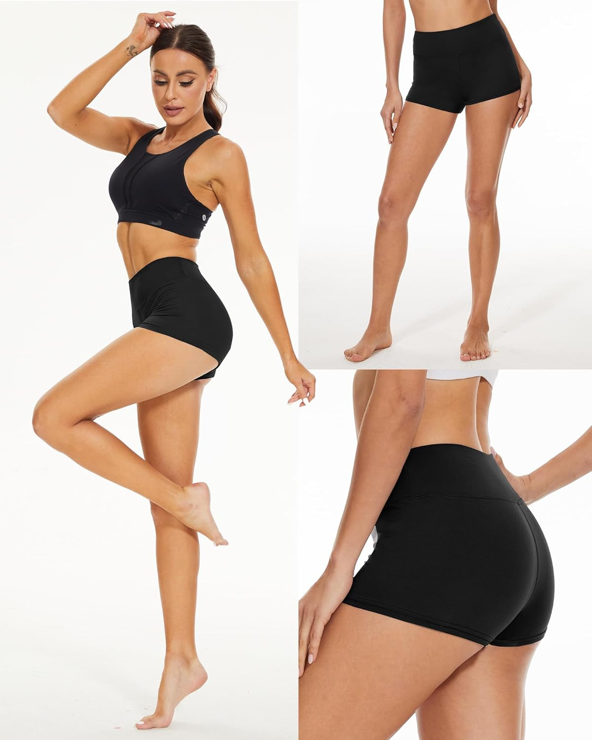 2 Pack Biker Shorts for Women - 3"/5"/8" Booty Volleyball High Waisted Black Spandex Shorts for Yoga Dance Workout
