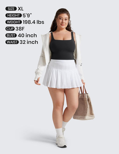 Butterluxe Square Neck Crop Tank Tops for Women - Workout Longline Sports Bras Padded Yoga Camisole